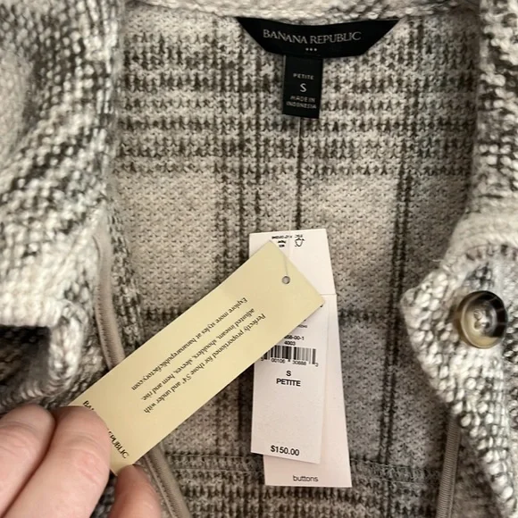 Banana Republic Petite Plaid Shacket in Oatmeal - Picture 8 of 12